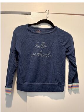 Vineyard Vines Girls Hello Weekend Blue Sweatshirt Pullover Size 10/12